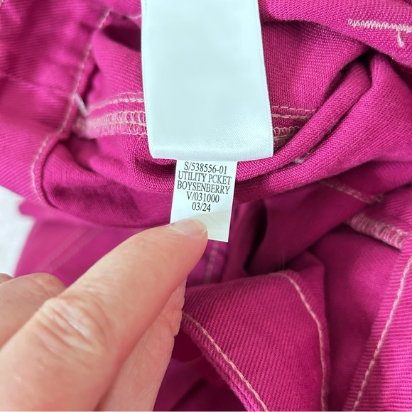 NWT Old Navy Fuchsia Denim Cargo Mini Skirt Size 22 Spring Summer Festival - Picture 5 of 12
